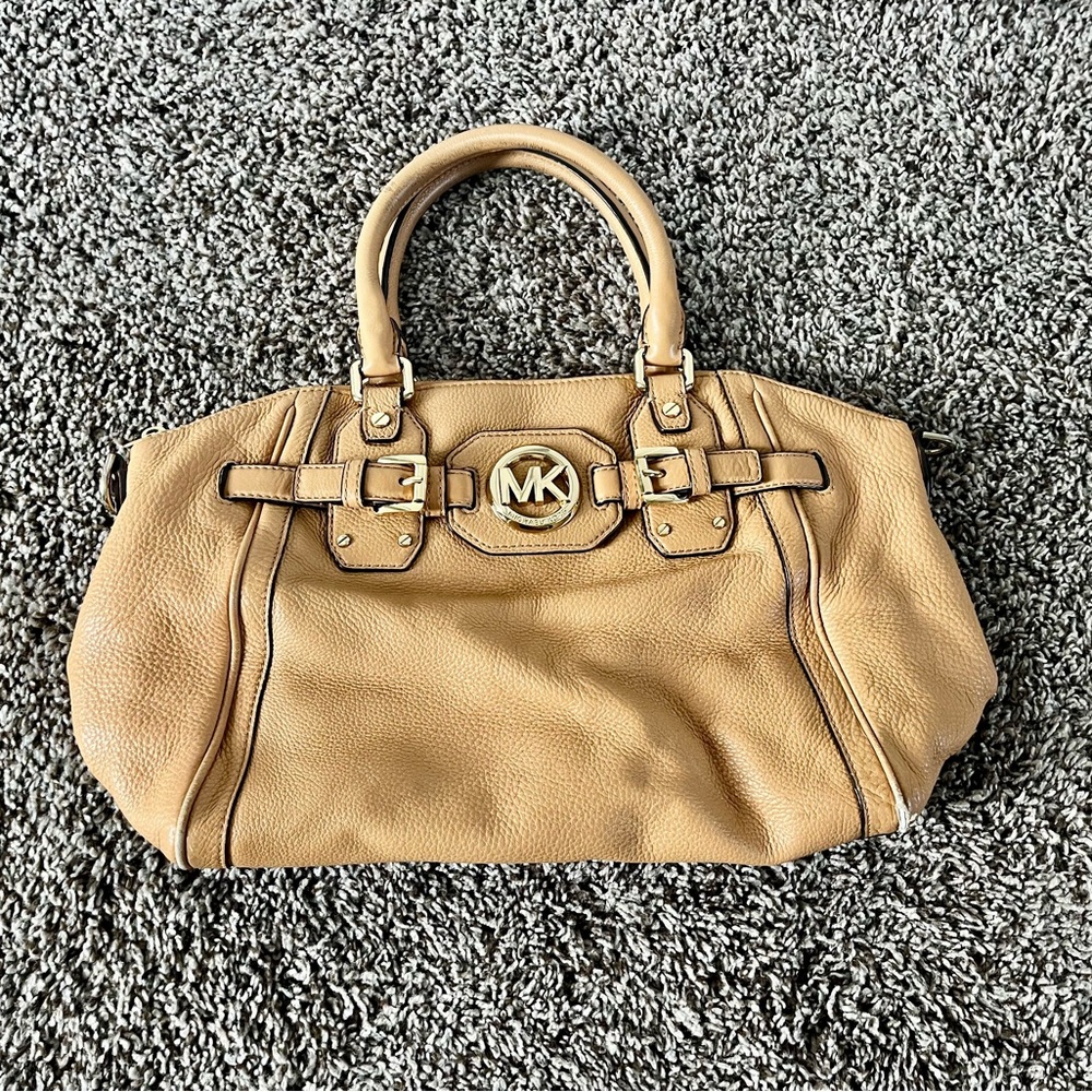 Michael Kors Tan Leather Satchel with Gold Hardware
